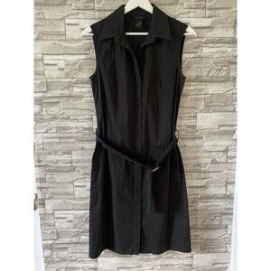 The Limited Y2K Style Belted Preppy Collared Buttoned Knee Length Fitted Dress